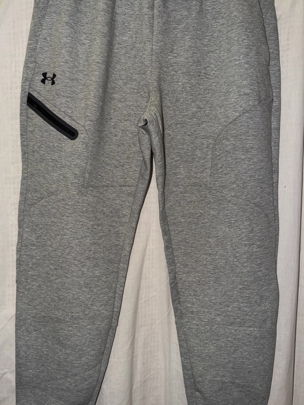 Under Armour Men’s Light Gray Athletic Joggers with Zip Pocket